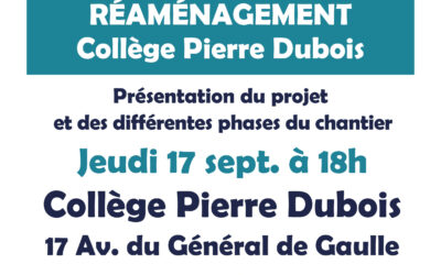 Réunion publique – Travaux de réaménagement du Collège Pierre Dubois